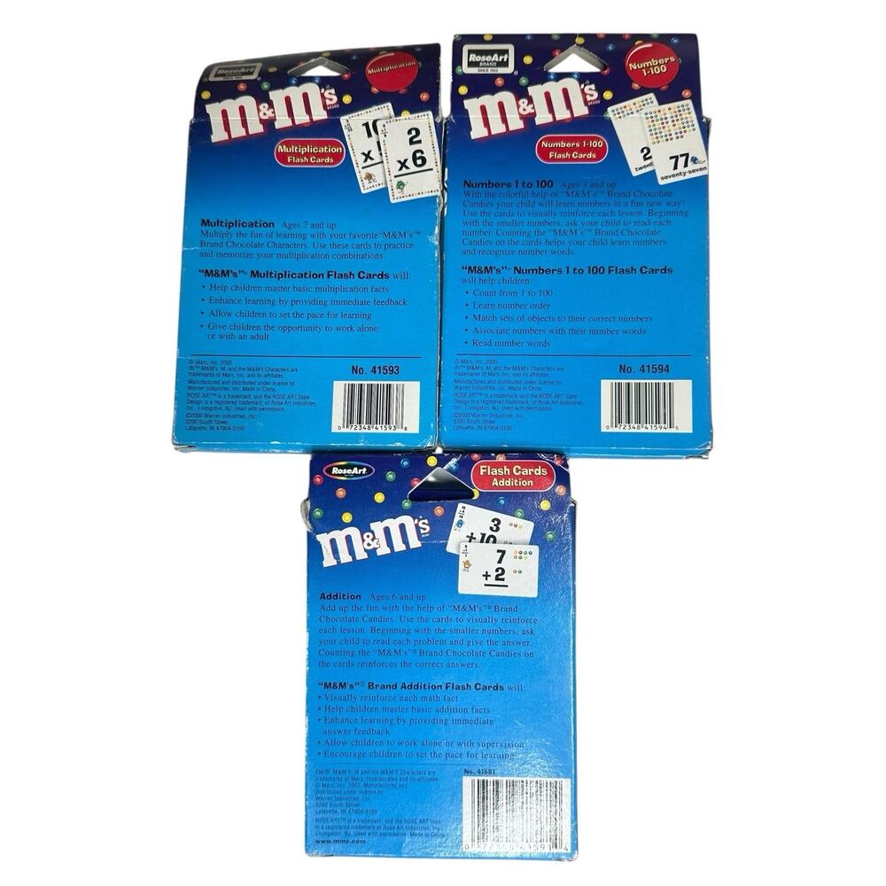 M&M's Multiplication Addition Numbers Flash Cards Math Rose Art Double Sided Lot - Picture 2 of 6